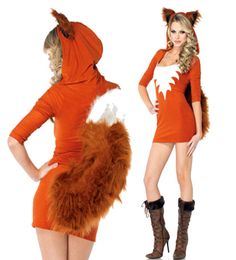 Christmas Winter Theme Costume Faux Fur Animal Uniform Halloween Plush Squirrel Outfits Orange Sexy Carnival Cosplay Fox Costume3749015