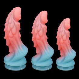 Toys Medical Silicone Dragon Dildo Huge Anal Sex Toys Suction Cup Big Dick Soft Luminous Monster Dildos Glowing in Dark