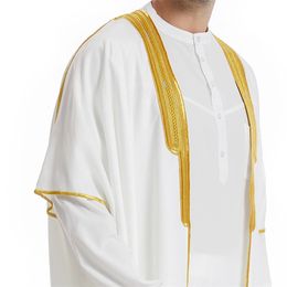 Traditional Eid Arabic Men Robe Muslim Dress Kimono Dishdasha Clothing Islam Dubai Saudi Abayas Abaya Kaftan Ramadan Jubba Thobe 240328