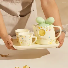 Teaware Sets INS Tea Pot Making Ceramic Home Creative Patch Small Fresh Flower Cute And Heat-resistant