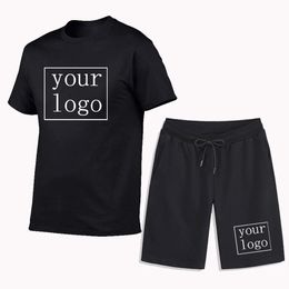 Custom Your Own Text Po Print Tshirts Shorts Men Tracksuit DIY Tee Shirts Summer Fashion Short Sleeve Personalised Sets 240402