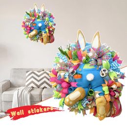 Decorative Flowers Fashion Design Removed Happy Easter Day PVC Wall Sticker Self-adhesive Can Be Home Decorations Accessories