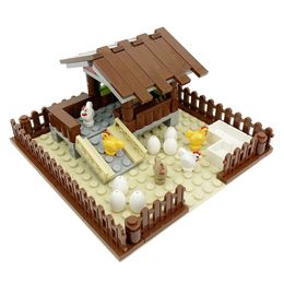 Goat Sheepfold MOC Building Blocks Farm Ranch Scenes Set Zoo Pet Bricks Accessories Kits Goat Sheep Lamb Parts Toys