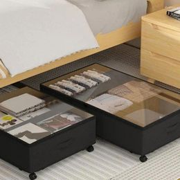 Storage Bags Under Bed Box With Wheels Portable Rolling Shoes Organiser Blanket Drawer For Toy Book Cloth