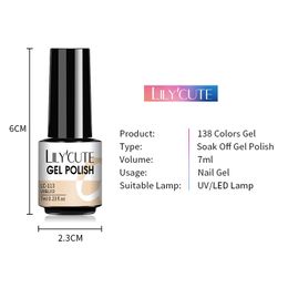 LILYCUTE 7ML Glitter UV Nail Gel Polish 2Pcs/Set Nude Color Series Semi Permanent Gel Nail Varnish Base Top Coat UV LED Gel Nail