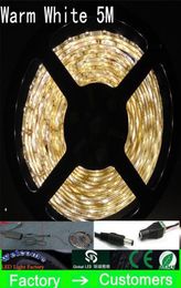 5M warm white LED Strip Light 5050 SMD Waterproof Flexible white red blue yellow 300 with connector power supply 5A plug Pric6291952