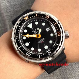 Tandorio Tuna Dive Steel Mechanical Men Watch 20bar Waterproof S NH36 Movt Orange Hand Silicone Strap Gift Clock 240327