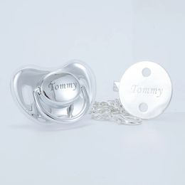 MIYOCAR Personalised silver bling pacifier and all silver pacifier clip BPA free dummy bling unique design gift baby shower 240326