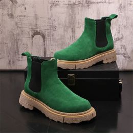Boots 2024 Men Chelsea Boots High Quality Men Ankle Boot Male Vinage Classic Dress Shoes Black Green Business Madehand Men Shoes
