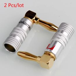 90 Degree Right Angle 4mm L Type Banana Plug Speaker Adapter Wire Cable Connector 24K Gold Plated For HiFi Musical Audio