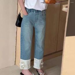 Trousers Girls' Chinese Style Denim Pipe Pants 2024 Spring Children's Western-style Jeans Trend