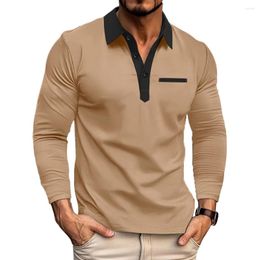 Men's Casual Shirts Daily T Shirt Holiday Lapel Long Sleeve Male Men Polyester Regular Slight Stretch Spring Tee
