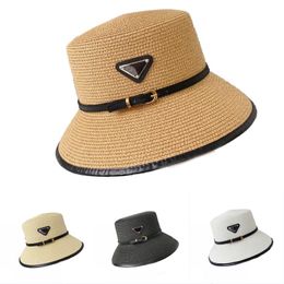 Porous straw designer caps fisherman summer beach hat for lady party trendy woven breathable gorra classic letter p luxury fishermanhats attractive ins PJ088 H4