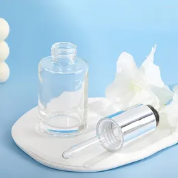 Storage Bottles 30ml Transparent Glass Push Dropper Bottle Pipette Button Press Pump Cap Essential Oil Empty