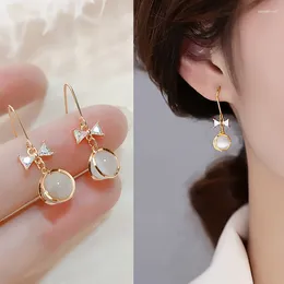 Dangle Earrings Korean Fashion Gold Silver Colour Metal Butterfly Eareings For Women Sparkling Zircon Ear Cuff Clip Wedding Jewellery Gift