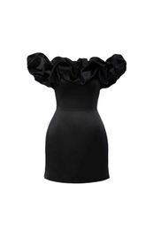 Satin Elegant Bodycon Dress Sexy Long Bodycon Dresses Women Off Shoulder Celebrity Party Dresses Fashionable Sexy Backless Dress With Bubble Neck Small Dress 454