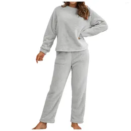 Home Clothing Women's Pyjamas Sets Winter Thick Velvet Coral Sleepwear Warm Flannel Nightwear Loose Casual Lounge Wear Homewear