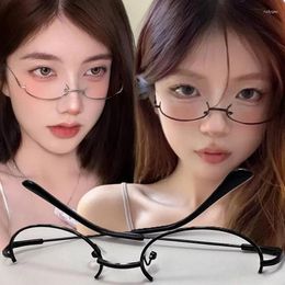 Sunglasses Frames Harajuku Half Glasses Frame Unisex Vintage Oval No Lens Optical Spectacles Cosplay Pography Metal Party Eyewear