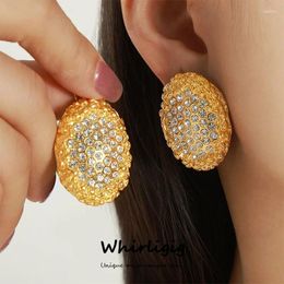 Hoop Earrings Oval Honeycomb For Women's Fashion And High Quality Pearl Titanium Steel Plated Gold Button Envio Gratis