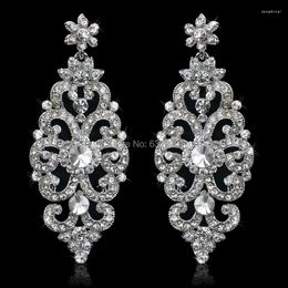 Dangle Earrings Luxurious Floral Crystal For Women Large Bridal Wedding Accessories