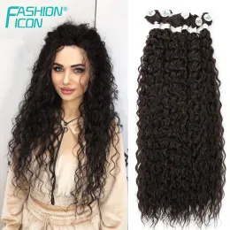 Weave Synthetic Curly Hair Bundles Water Wave Hair Exetension Anjo Plus 7080cm Long Dark Brown High Quality Organic Hair For Women