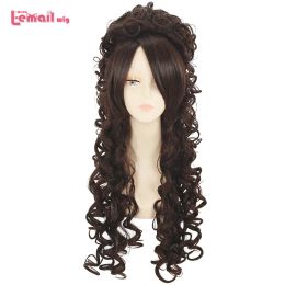 Wigs Lemail wig Synthetic Hair Brown Long Curly Cosplay Wigs Curly Brown Cosplay Wig Heat Resistant Halloween Daily Wig