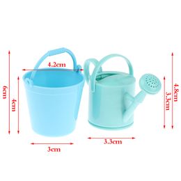 1Set Dollhouse Miniature Bucket Watering Can Plant Watering Garden Tool For Doll House Decor Kids Pretend Play Toys DIY