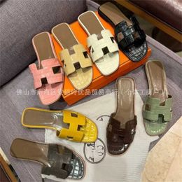 42% OFF Designer shoes Regular version of stone patterned slippers for womens candy Coloured outerwear with straight line slipper