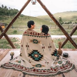Mat Tribal Blankets Indian Outdoor Rugs Camping Picnic Blanket Boho Decorative Bed Blankets Plaid Sofa Mats Travel Rug Tassels Linen