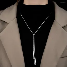 Pendant Necklaces Geometric Triangle Sweater Box Chain Female Long Necklace For Women Adjustable Fine Jewellery Wedding Party Birthday Gift