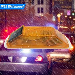 Car Solar Strobe Warning LED Lamp Chip Control Bridge Rechargeable Night Driving Traffic Safety Caution Light Auto Accessories