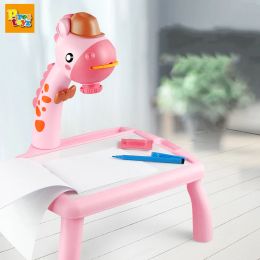 Children Projector Painting Drawing Table Light Toy Kids Art Painting Board Desk Erasable Doodle Board Educational Learning Toys