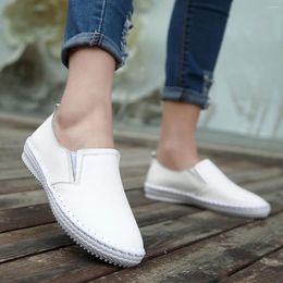 Casual Shoes Women's Set Of Feet Leather White Autumn 2024 Students Korean Leisure All-match Peas Soft Bottom Loafers