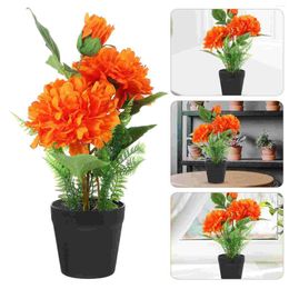 Decorative Flowers Simulated Peony Bonsai Fake Plants Potted Artificial Flower In Small Silk Cloth