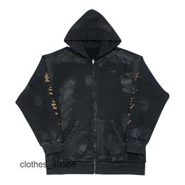 designer hoodie balencigs Fashion Hoodies Hoody Mens Sweaters High Quality Correct Version 24SS New Sanskrit Old Worn Mud Dyed Men's Women's Zip Hood KXEZ