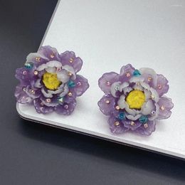 Stud Earrings Fashion Luxury Zircon Crystal Flower Jewelry High Quality Korean Exquisite Women's Gift