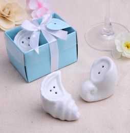 Conch Wedding Seasoning Cans Salt and Pepper Shaker Marine Style Ceramic Spice Jars Wedding Party Favour Gift Supplies New9056197