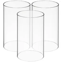 Candle Holders 3 Pcs Windproof Lampshade Open Ended Tube Shades Candlestick Desktop Home Glass &