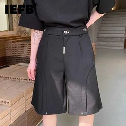 Men's Shorts IEFB Trend Mens Casual Shorts Fashion Metal Buckle Double Waist Design Solid Color Summer Loose Short Luggage Trousers 9A3016C240402