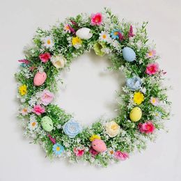 Decorative Flowers DIY Easter Egg Wreath Classic Front Door Garlands Wall Oranments Happy Party Decor Home