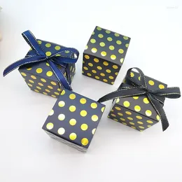 Gift Wrap 50pcs Mini Stamping Paper Candy Box Polka Dot DIY Wedding Favor And With Ribbon Birthday Christmas