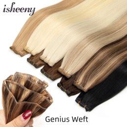 Weaves Weaves Isheeny Genius Weft Human Hair 1220 inches Flexible Hair Weaves Natural Straight Brazilian Hair Bundles 3550g