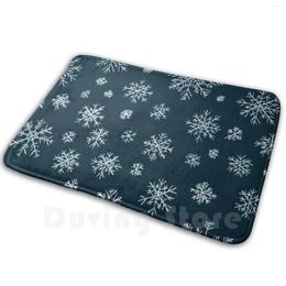 Carpets Blue Christmas Trippy Snowflake Pattern Karen - Anne Geddes Soft Non-Slip Mat Rug Carpet Cushion Snow Flake