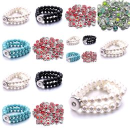 Charm Bracelets 10Pcs/Lot Two Layer Beaded Snap Bracelet 18Mm Button Diy Handmade Beads Charms For Women Jewellery Drop Delivery Otsnu
