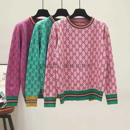 Women's Sweaters Autumn And Winter Loose Knit Sweater Pullover Round Neck Geometric Clash Jacquard Casual Jumper G-H84893