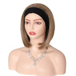 Wigs Straight Short Bob Headband Wig for Women 1B P4/30 Ombre Blonde Highlight Wig with Headband Heat Resistant Fibre Daily Cosplay