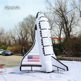 Party Decoration Inflatable Space Shuttle 3m Height Lighting White Air Blow Up Rocket Balloon For Museum Events