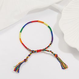 Handmade Braided LGBT Bracelet Colorful Rainbow Rope For Men Women Love Is Love Gay Adjustable Wristband Club Party Gift Jewelry