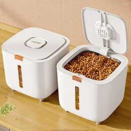 Storage Bottles With Rice Cup Pet Dog Food Store Box Kitchen Container Cubic 5/10KG Bucket Moisture Proof Insect Cereal