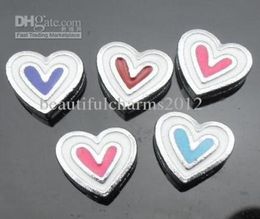 Whole 50pcslot 8mm Enamel heart Slide Charms fit for 8mm diy wristband bracelet keychains fashion jewelrys5555388